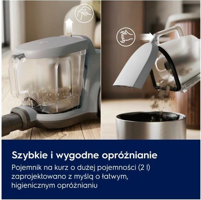 Fshesë me korent pa qese, Electrolux EL51A2UG, 1000 W, 2 L, ciklonike, filtrimi HEPA, rreze 9 m, gri