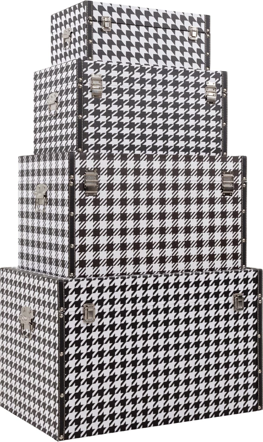 Set katër sanduqesh Ferre, e zezë dhe e bardhë, 64x40x40