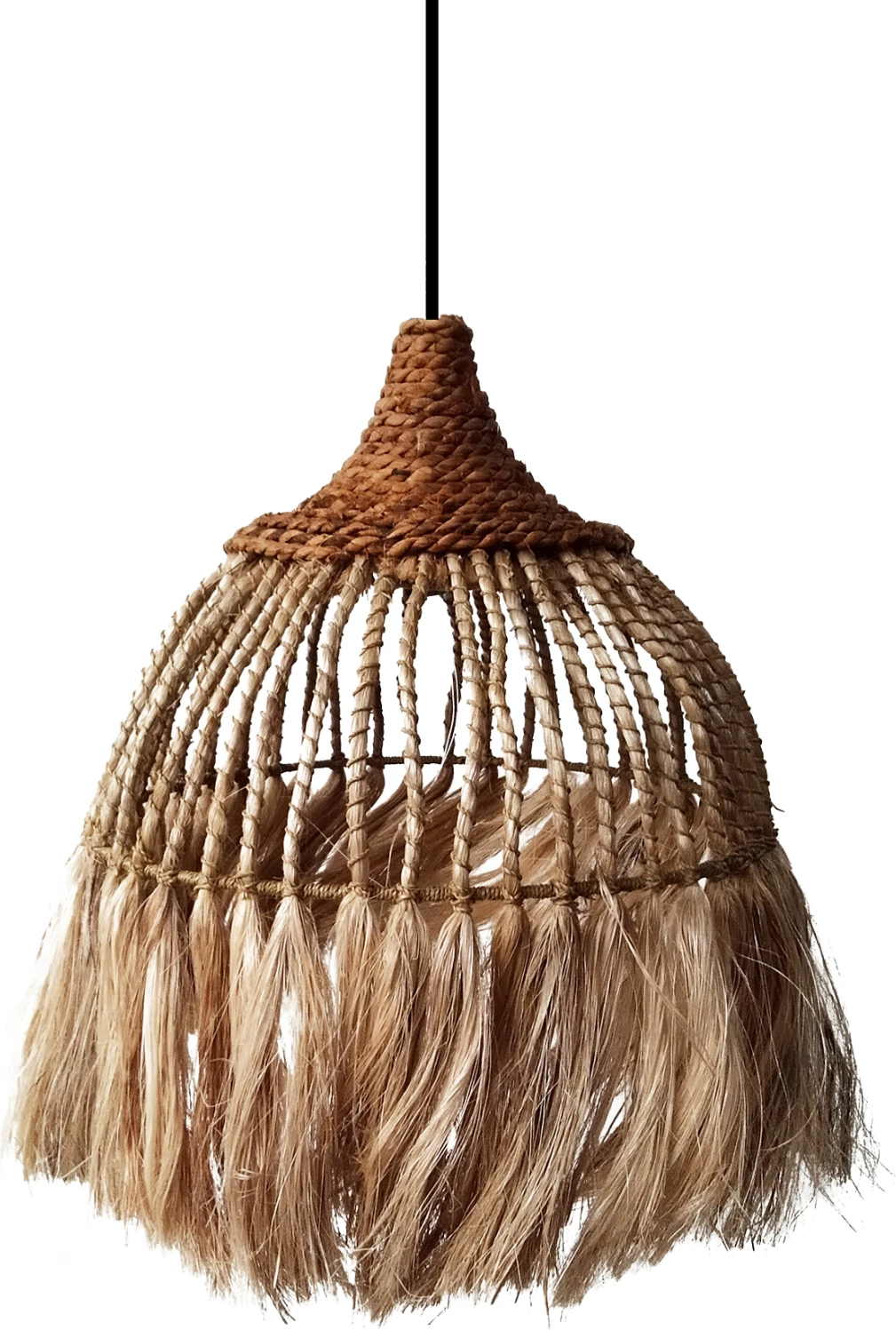 Llambë varëse tavani me fibra abaka, ngjyrë natyrale, Φ51x65-120H cm, FH7752