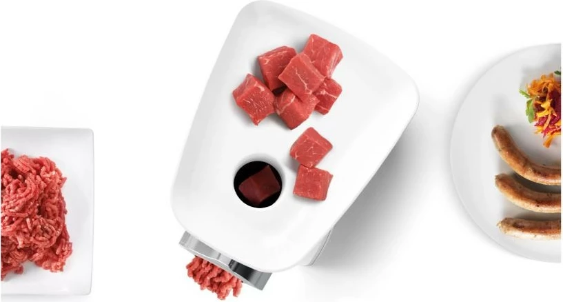 Grirëse mishi Bosch MFW2520W 350W 1.7 kg/min, set me sita 3.8/8 mm + shtojcë salsiçe + shtojcë kebbe, e bardhë