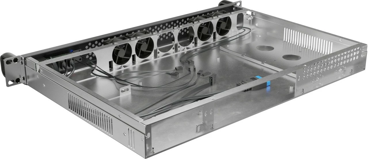 Kasë serveri RACK 1U Lanberg SC01-3001-10B Mini-ITX, 19", 4x40mm PWM, 1 PCI, FLEX PSU, 2x USB 3.0, 300mm e zezë