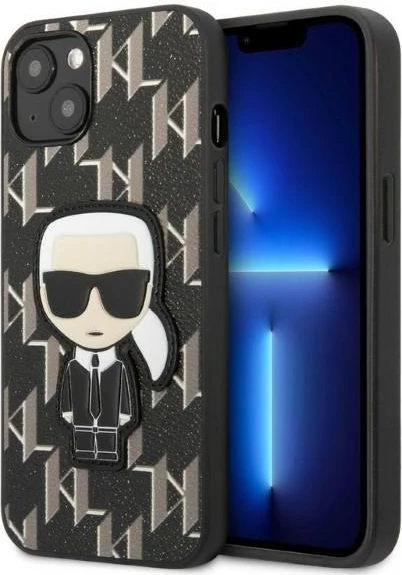Mbështjellës Karl Lagerfeld KLHCP13SPMNIKBK për iPhone 13 mini, hardcase, Monogram Ikonik Patch, e zezë