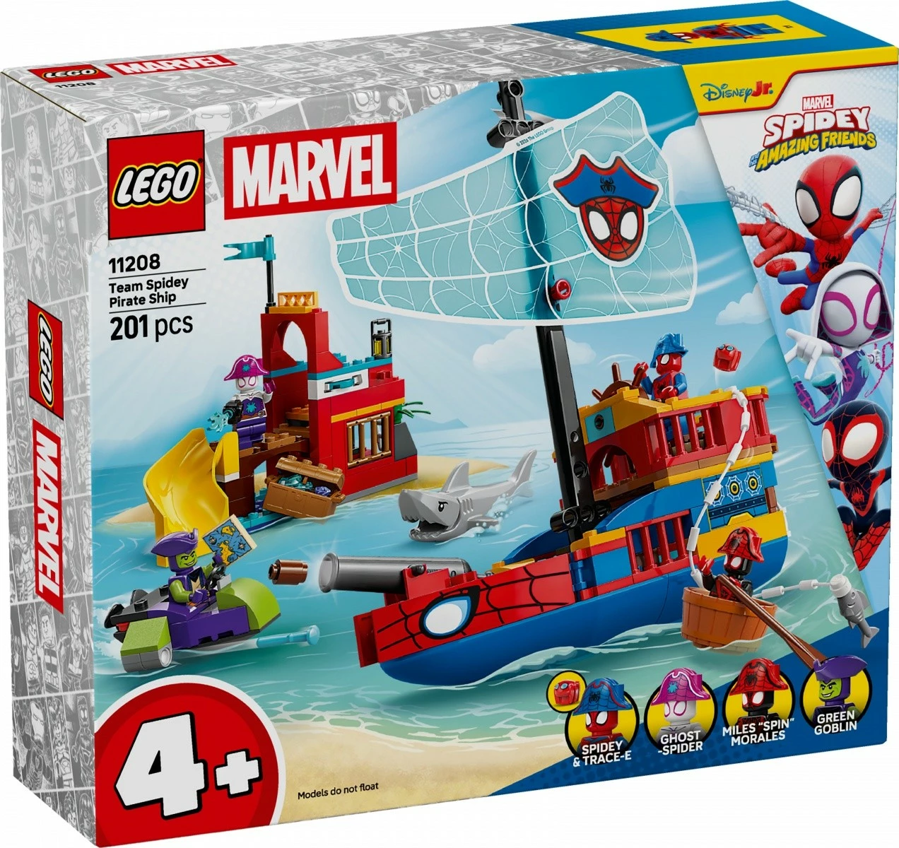 Set blloqe LEGO Marvel, 11208 Team Spidey Pirate Ship, 201 pjesë, 4+