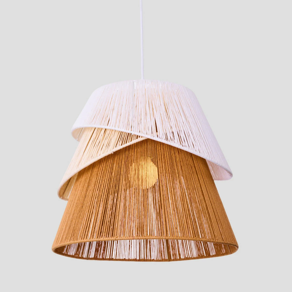 Llambë tavani SORREL, litar, letër, 36x34cm, e bardhë, bezhë, kafe