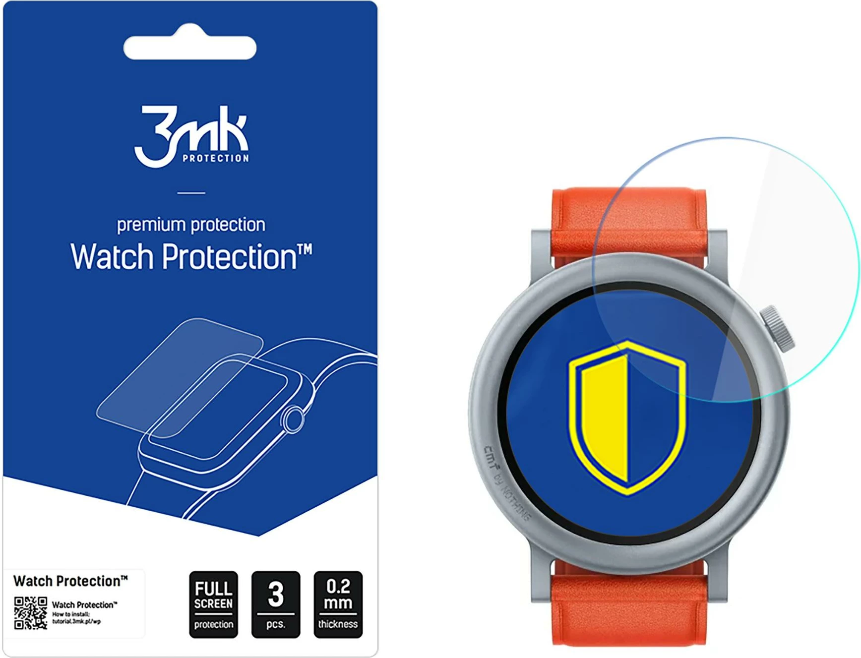 Xham mbrojtës hibrid për orë Nothing CMF Watch Pro 2, 3mk Protection, 3 copë