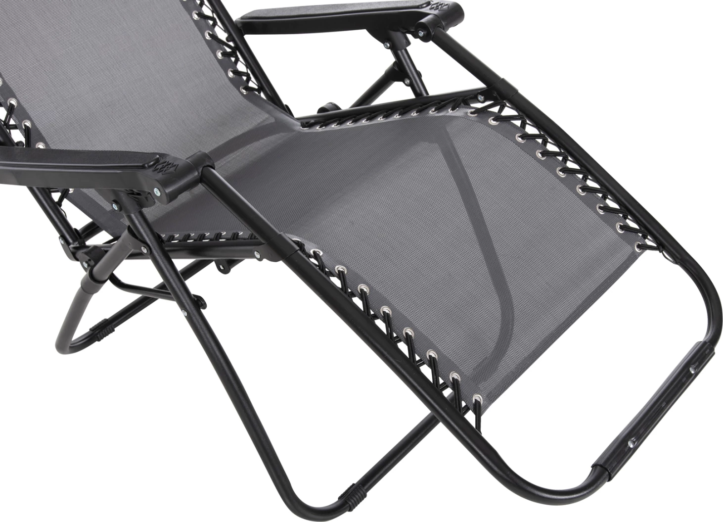 Karrige relaksuese COMPANION, tekstilene gri, metal i zi, 67x145x110cm, set prej 2 copash