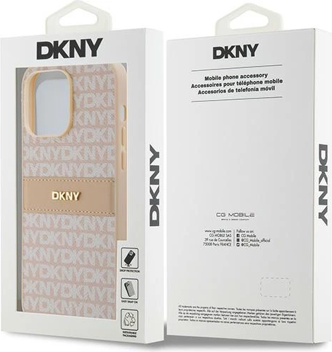 Mbështjellës DKNY Mono Stripe & Metal Logo për iPhone 14 Pro Max, rozë