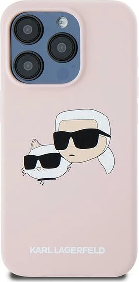 Mbështjellës Karl Lagerfeld Silicone Karl & Choupette MagSafe për iPhone 15 Pro, Rozë