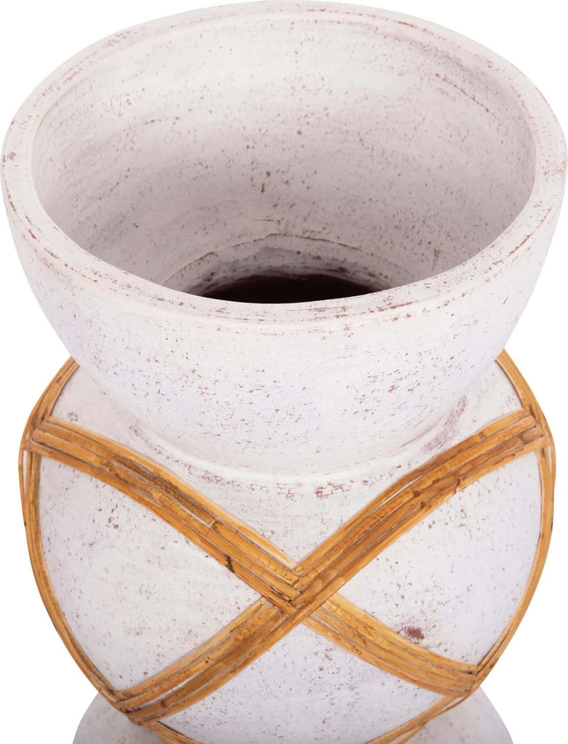 Vazo dekorative për dysheme MAYNARD, çimento fiber, ngjyrë e bardhë, ratan, Φ27.5x50Hcm