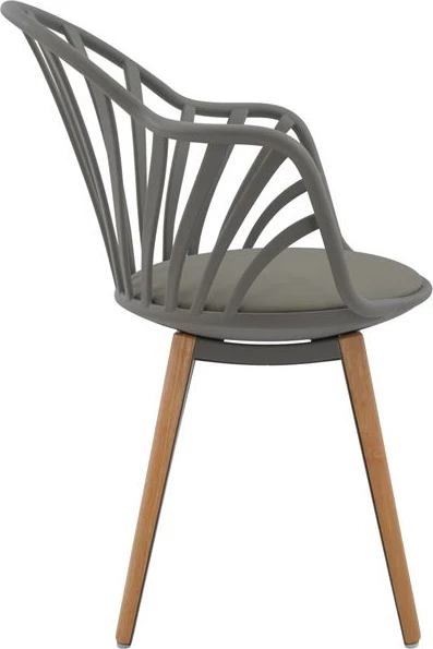 Karrige ngrënieje FH8049.10 Anais gri me këmbë druri 60x61x85,5 cm, set prej 4 copësh