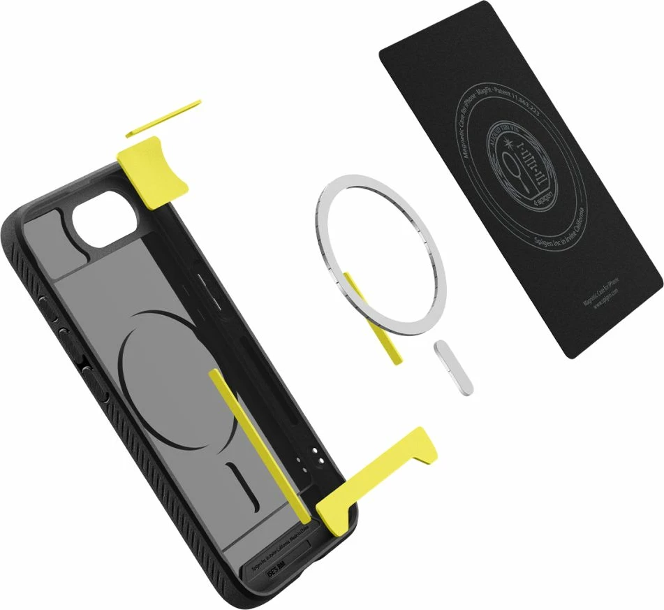Mbështjellës Spigen Rugged Armor MagSafe për iPhone 16e, i zi