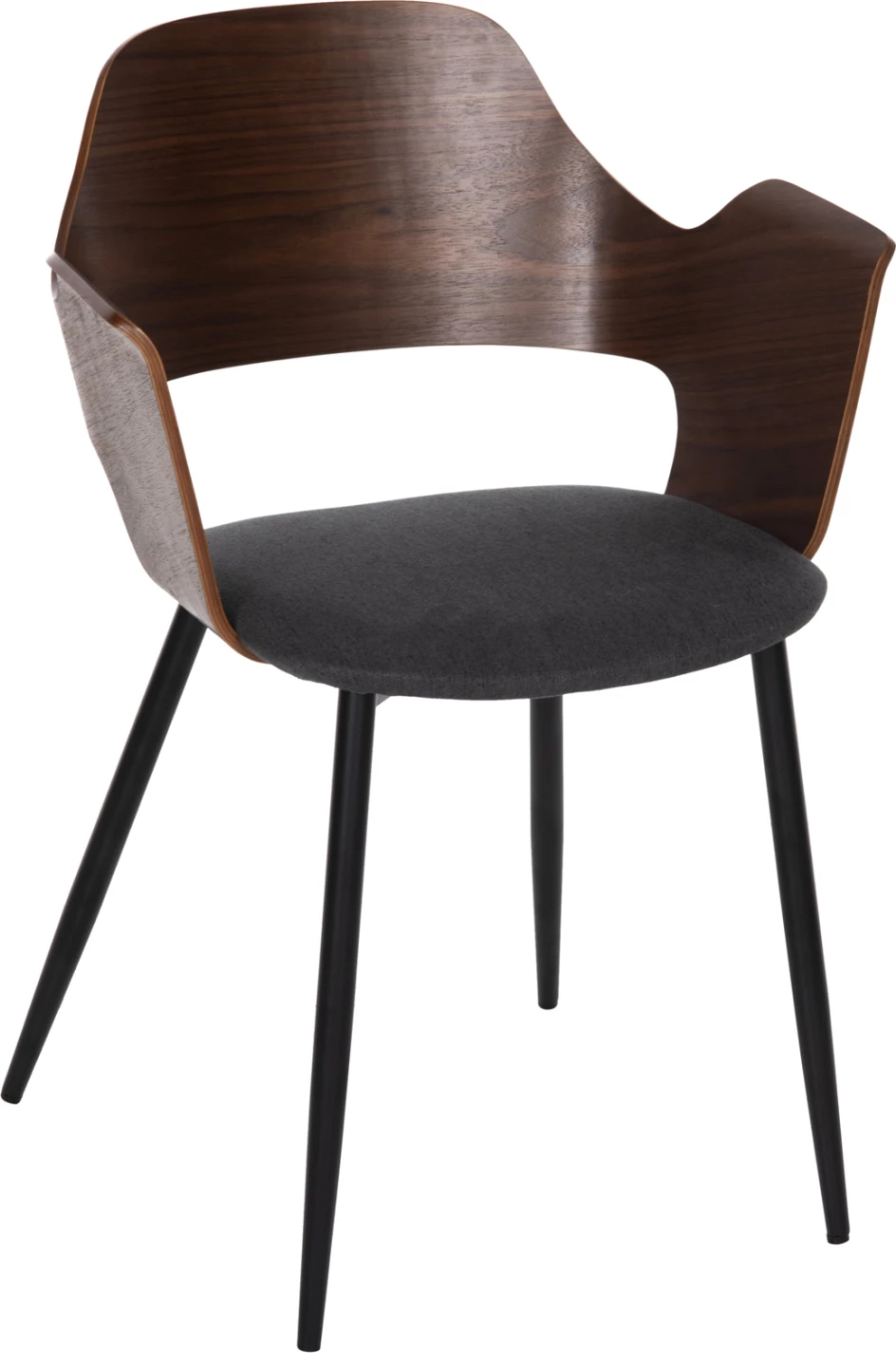 Karrige ngrënieje VELP FH9616.04 dru ngjyrë arre-gri pëlhurë-këmbë metali të zeza 55,5x50x79Hcm., set prej 2 copë