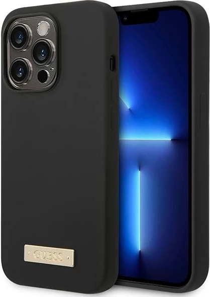Mbështjellës Guess GUHMP14LSBPLK për iPhone 14 Pro 6.1", silikon, MagSafe, zi