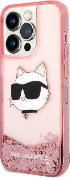 Mbështjellës Karl Lagerfeld KLHCP14LLNCHCP për iPhone 14 Pro 6.1", Glitter Choupette, Rozë