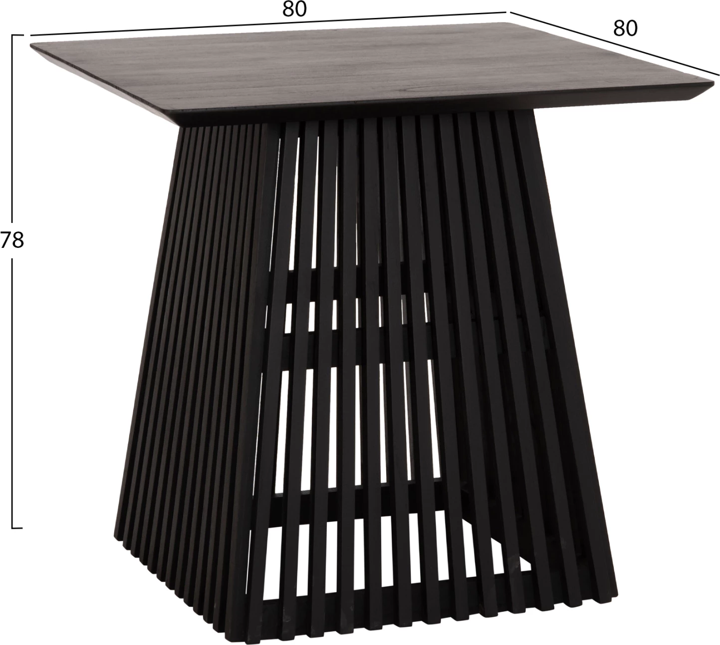 Tavolinë katrore ngrënieje FRANTZ, dru mindi, e zezë, 80x80x78cm