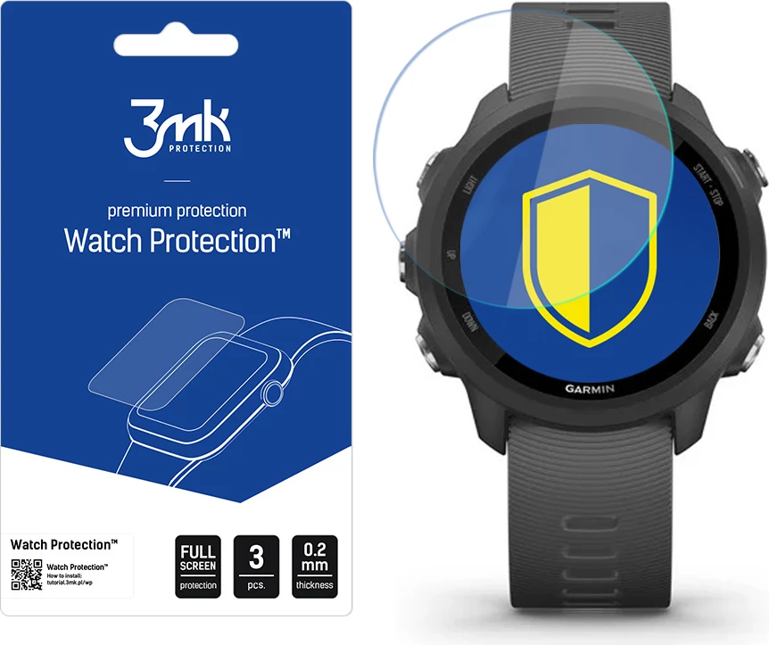 Xham mbrojtës për orë Garmin Forerunner 245, 3mk Watch Protection FlexibleGlass, 3 copë