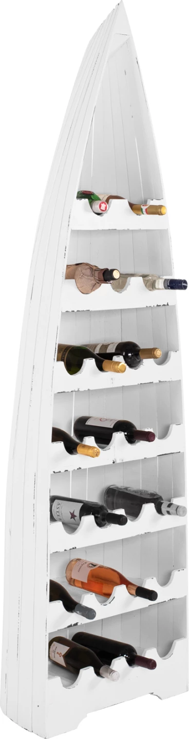 Raft vertikal për shishe, formë anije, dru mahogany, FH9494, 55x30x195H cm