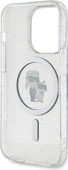 Mbështjellës Karl Lagerfeld Karl&Choupette Glitter MagSafe për iPhone 15 Pro, Transparent