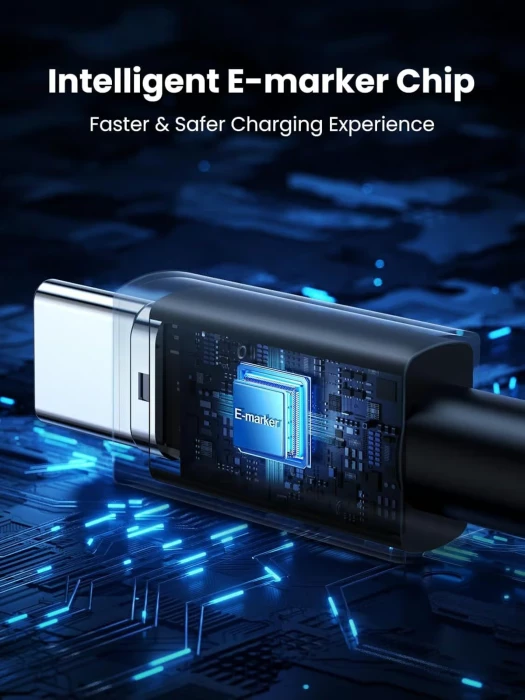 Kabllo karikimi USB-C në USB-C UGREEN 45067, 240W, 1m, PD3.1/PPS, USB 2.0 480Mbps, e zezë