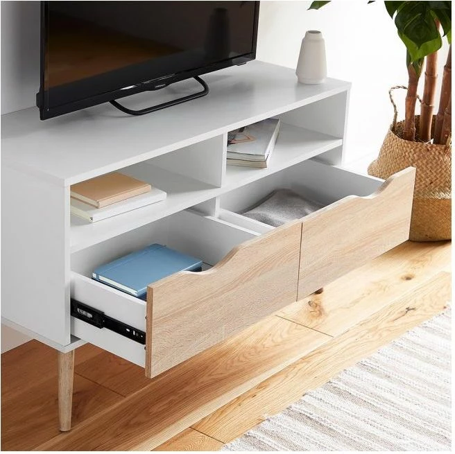 Komodë TV VONHAUS Koto 99x39x58 cm bardhë/lis