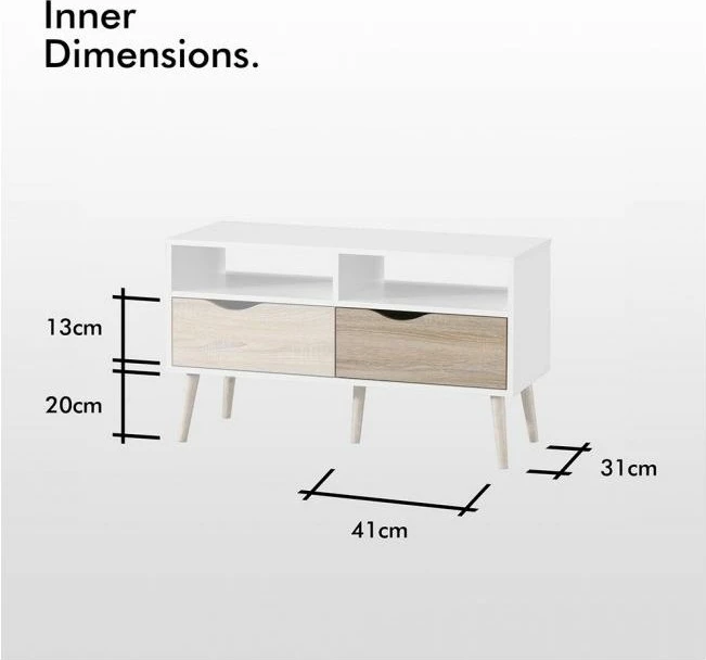 Komodë TV VONHAUS Koto 99x39x58 cm bardhë/lis