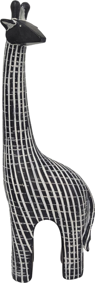 Dekor gjirafë KAMILO, polirezine, e zezë-bardhë, 12x7x36cm