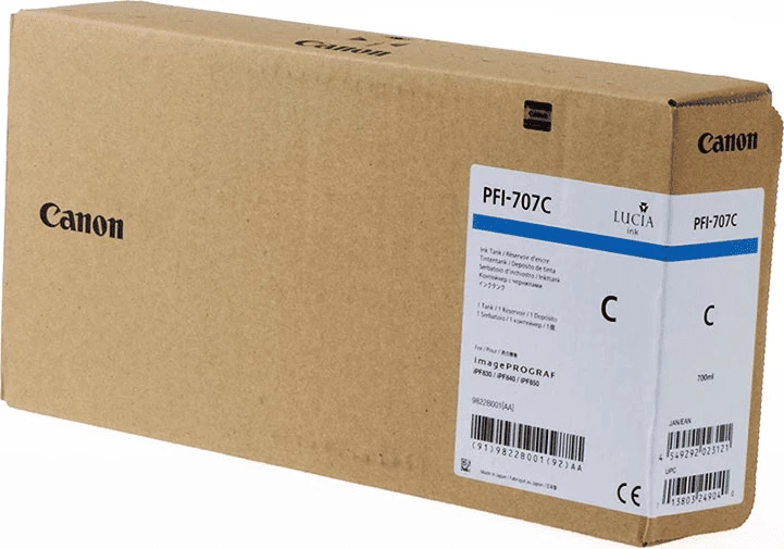 Bojë printeri, Canon, PFI-707C 9822B001, 700 ml XL, cyan