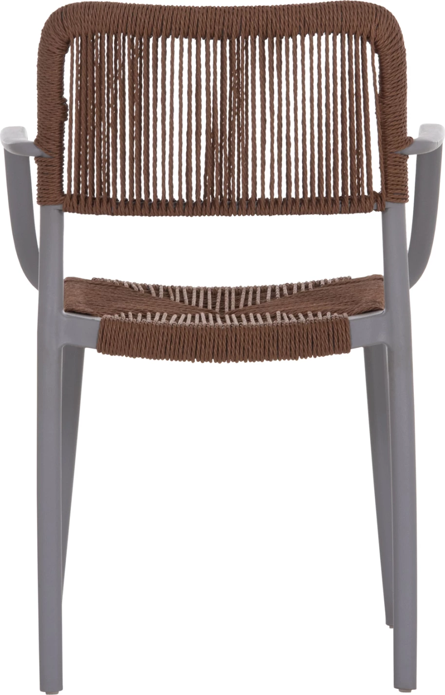 Karrige për jashtë STRIDER, polipropilen gri, litar kafe, 57x53x80cm, set prej 5 copësh