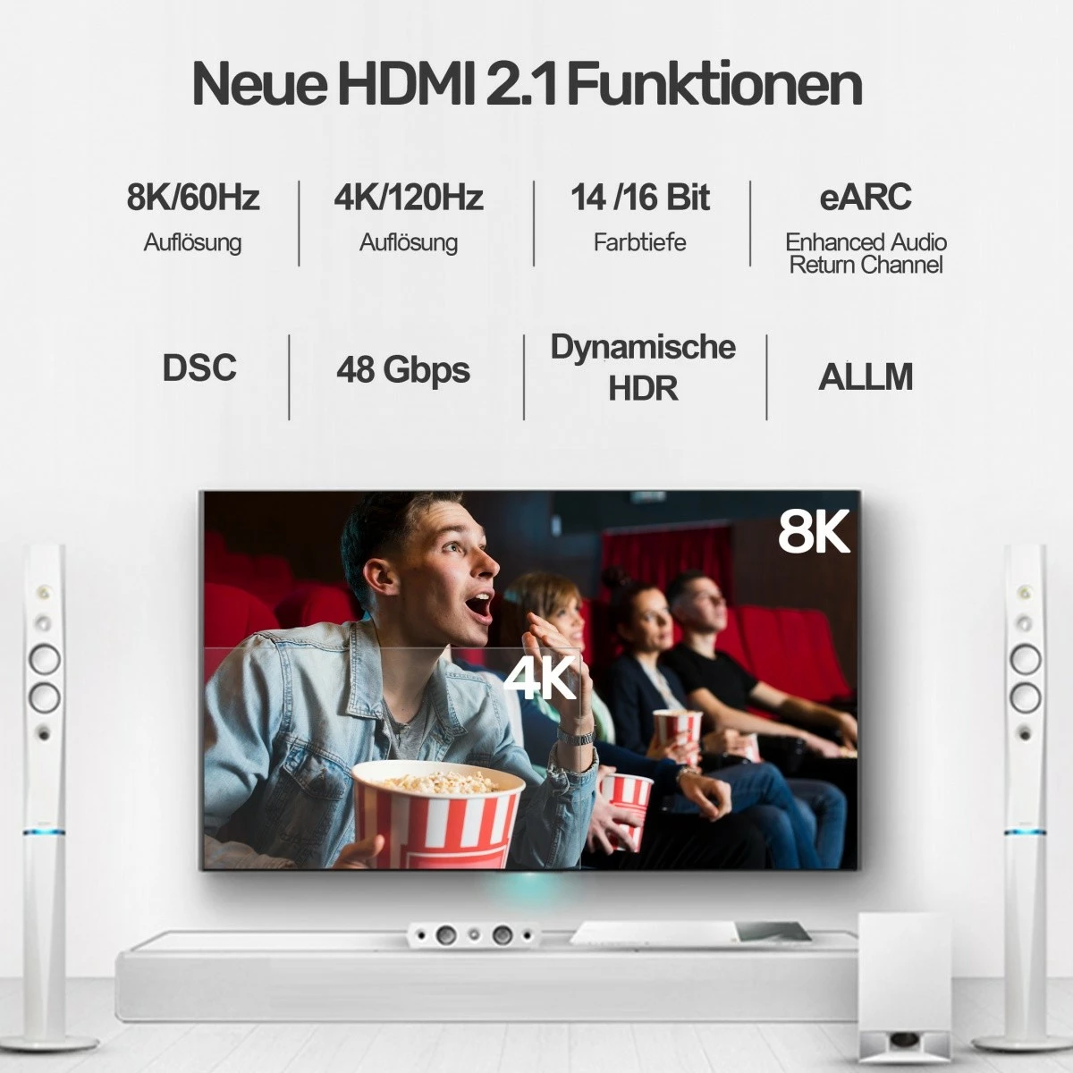 Kabllo HDMI Unitek C138W, 2m, Ultra High Speed, 8K, 120Hz, Zezë/Argjend