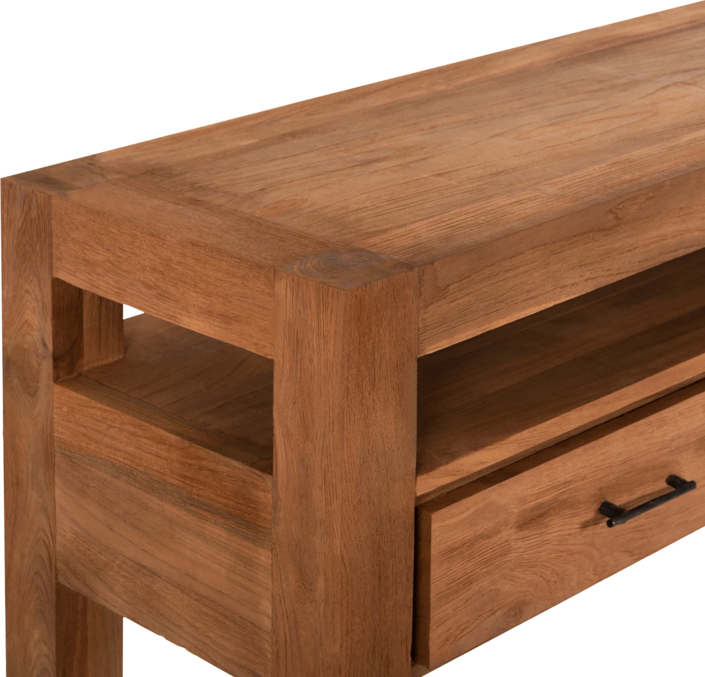 Konsolë me 3 sirtarë, dru TEAK i ricikluar, ngjyrë natyrale, 180x45x80H cm