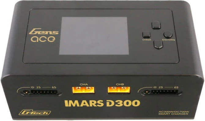 Karikues Gens Ace IMARS D300 G-Tech Channel, 300W/700W, për bateri RC, i zi