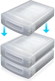 Kasë mbrojtëse për hard disk 3.5\" SATA, ICYBOX IB-AC602a, plastikë transparente, e bardhë, 1 copë