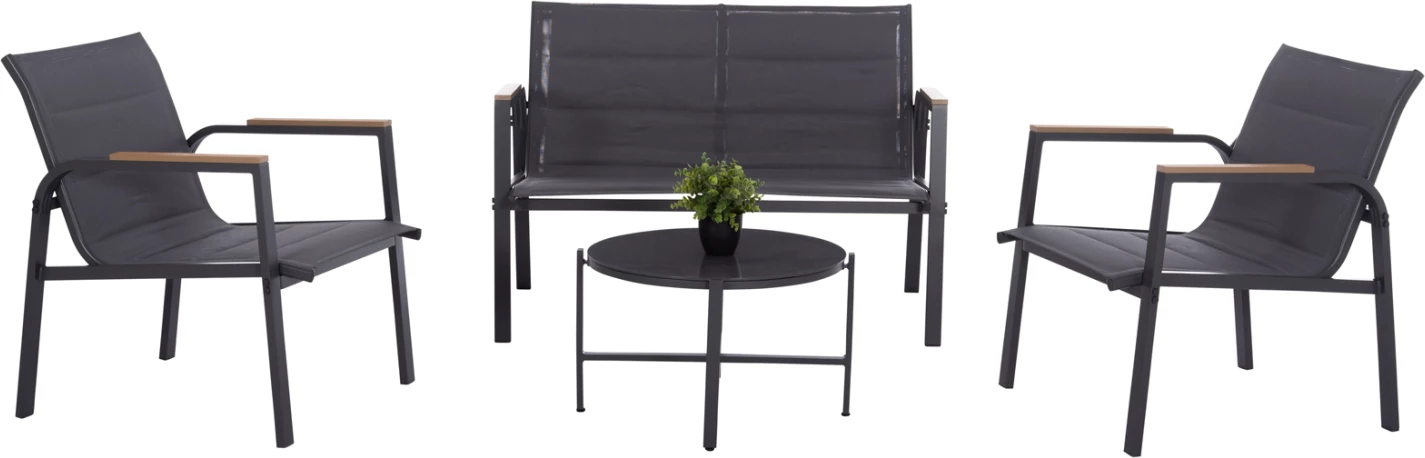 Set lounge për jashtë, 4 pjesë, Juliette, alumin gri, tekstilene, xham i temperuar, FH6280.03
