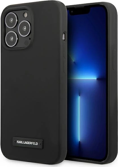 Mbështjellës Karl Lagerfeld për iPhone 13/13 Pro 6.1", silikon, i zi