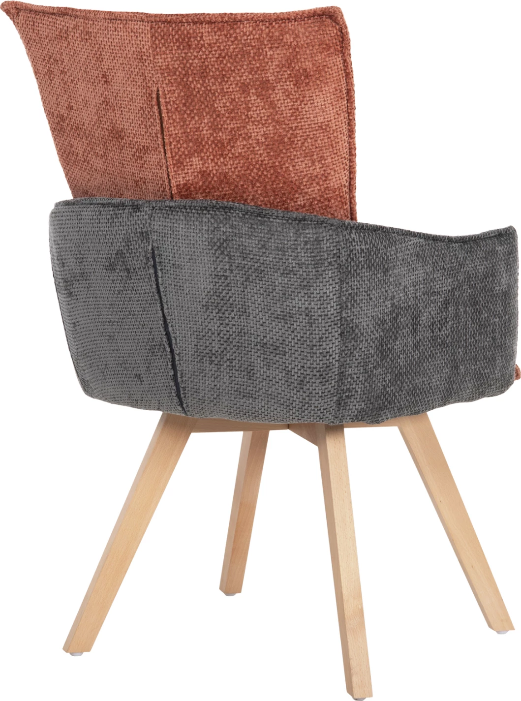 Karrige ngrënieje me krahë REX FH9847.06, ngjyrë e kuqe tullë-gri, këmbë druri ahu, 53x60x93H cm., set prej 2 copë