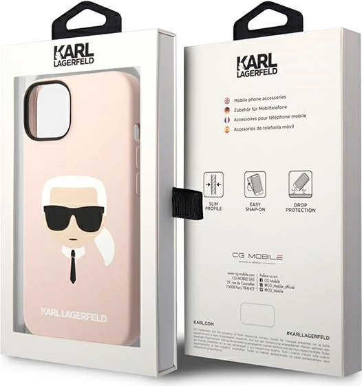 Mbështjellës Karl Lagerfeld KLHMP14MSLKHLP për iPhone 14 Plus 6.7", silikon, rozë e hapur, MagSafe