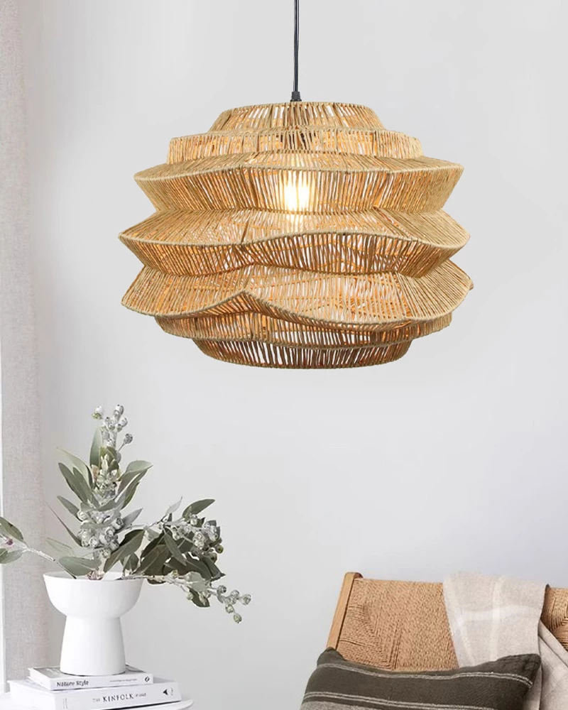 Llambë varëse Bambusa, metal, litar natyral, 48x48x32cm