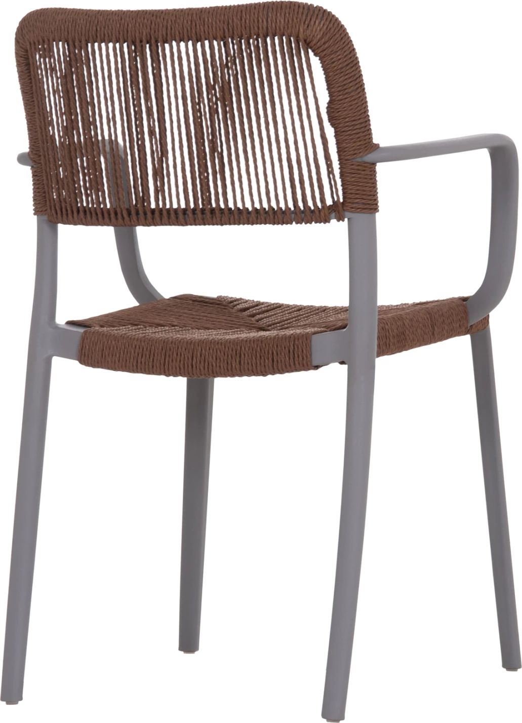 Karrige për jashtë STRIDER, polipropilen gri, litar kafe, 57x53x80cm, set prej 5 copësh