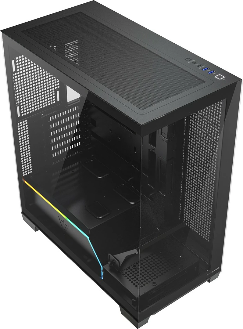 Kasë MODECOM VOLCANO STELLAR PLUS MIDI Tower, ATX/mATX/ITX, xham i temperuar, ARGB, pa ventilatorë, USB-C, e zezë