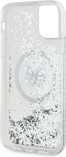 Mbështjellës Karl Lagerfeld Liquid Glitter Choupette Head MagSafe për iPhone 11/XR, Transparent