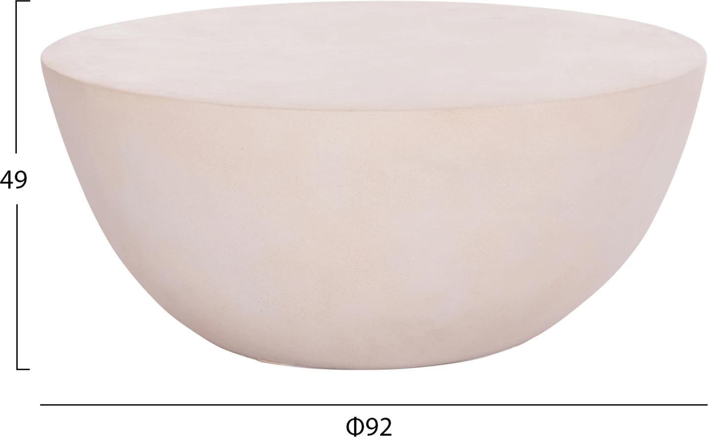 Tavolinë kafeje rrethore ALLAN, fibër-cement, bezhë e çelët, FH18162.02, 92x49cm