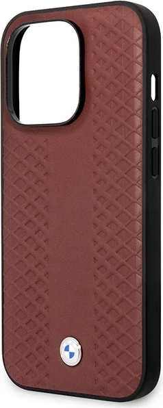 Mbështjellës BMW BMHCP14L22RFGR për iPhone 14 Pro 6.1", lëkurë, Diamond Pattern, burgundy