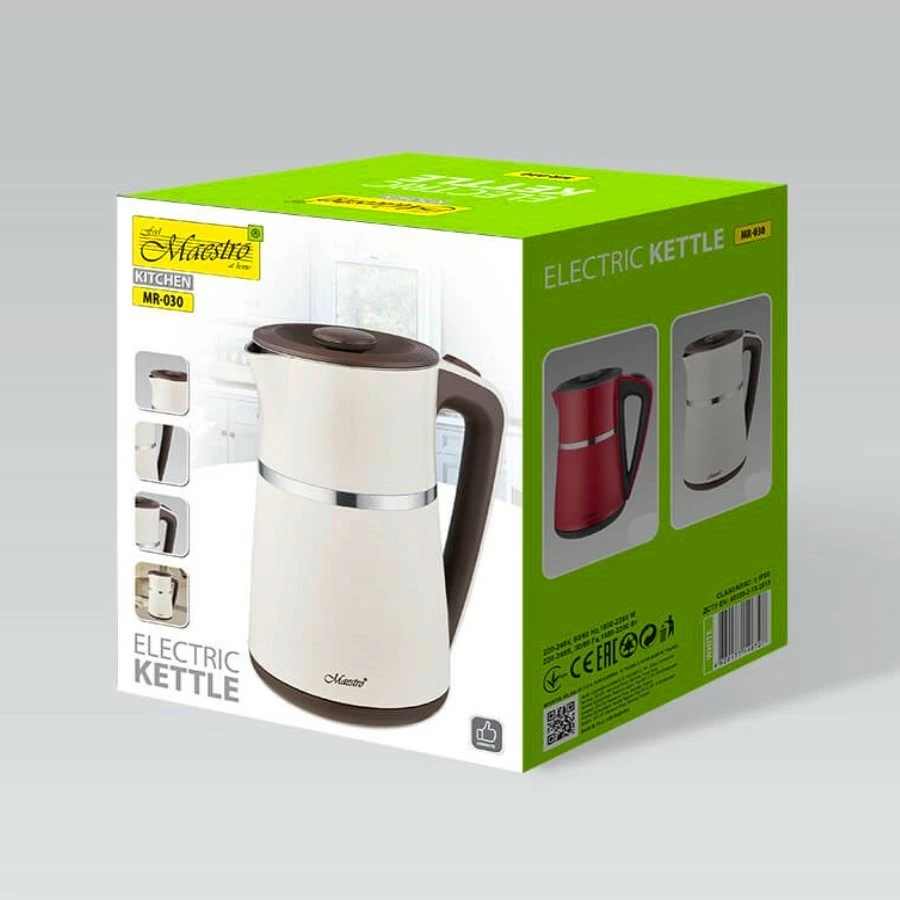 Çajnik elektrik Feel-Maestro MR-030, 1.7L, 2200W, Bezhe/Kafe