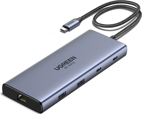 Docking Station USB-C UGREEN 45380 10-në-1, PD 100W, 2x HDMI 4K@60Hz, 10Gbps, Gigabit Ethernet, SD/TF, gri