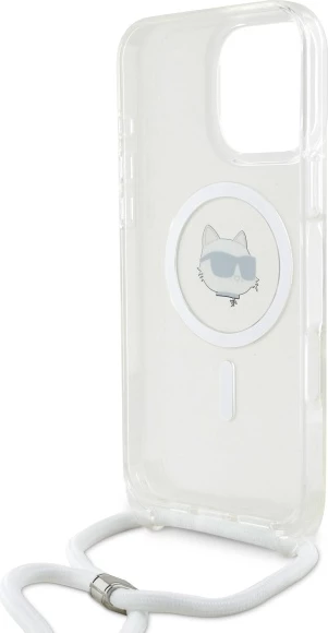Mbështjellës Karl Lagerfeld IML Choupette Head & Cord MagSafe për iPhone 16 Pro Max, Transparent