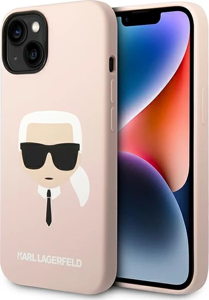 Mbështjellës Karl Lagerfeld KLHMP14MSLKHLP për iPhone 14 Plus 6.7", silikon, rozë e hapur, MagSafe