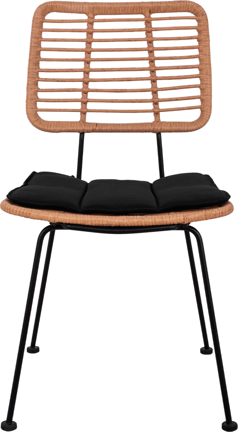 Karrige jashtë ALLEGRA FH5454.11 metal & jastëk në të zezë - thurje në bezhë 50,5x49,5x88Hcm