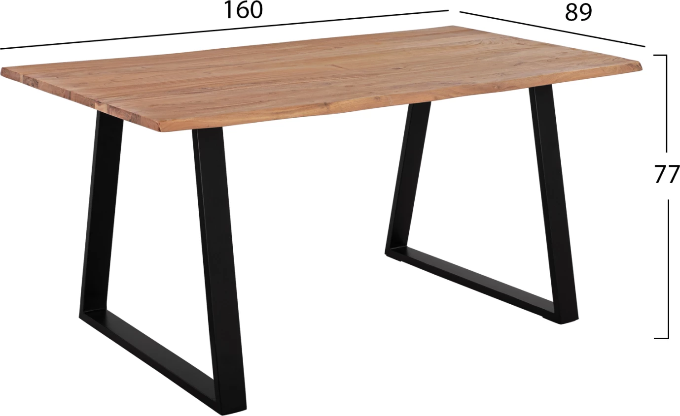 Tavolinë ngrënieje akacie, këmbë të zeza, FH8500.11, 160x90x76cm
