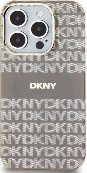 Mbështjellës DKNY IML Mono & Stripe MagSafe për iPhone 15 Pro, bezhë