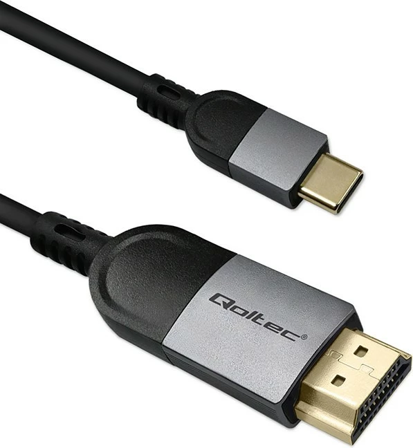 Adapter kabllo USB-C në HDMI Qoltec 50438, 2m, 4K, 60Hz, e zezë/grafit